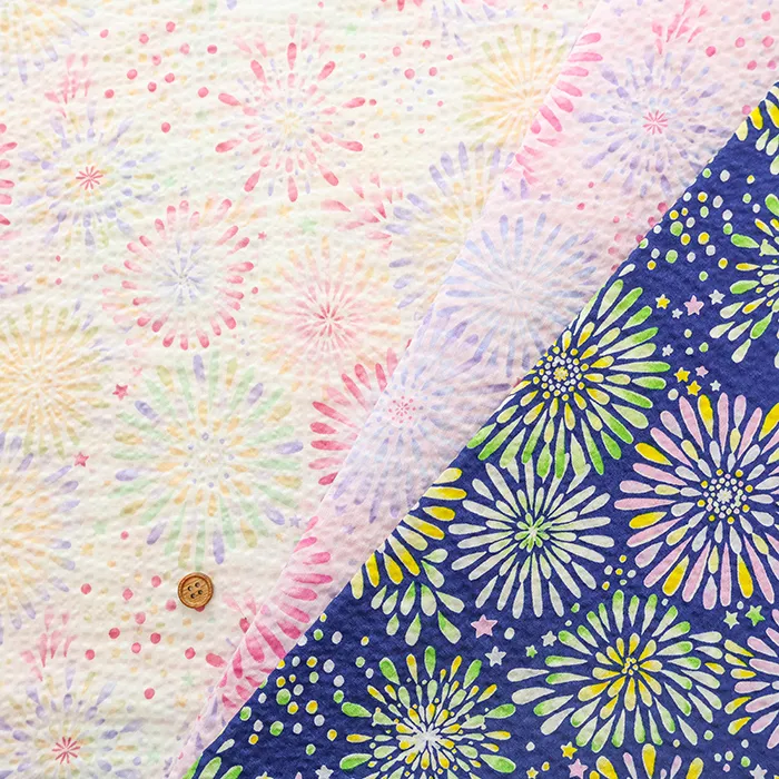 コットンリップルプリント生地 お気に入りシリーズ 花火スター