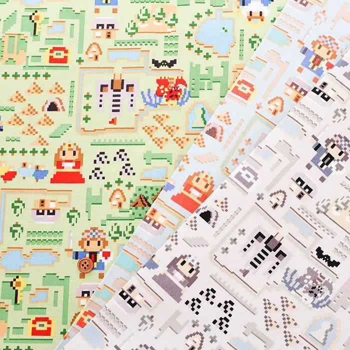 撥水加工 コットンオックスプリント生地 Nanikore?シリーズ DOT PICTURE MAP