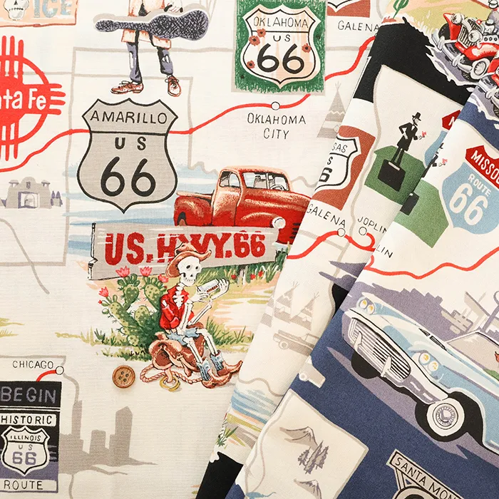 USAコットンシーチングプリント生地 ALEXANDER HENRY memories of route 66