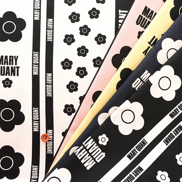 コットンオックスプリント生地 MARY QUANT ミックスストライプ