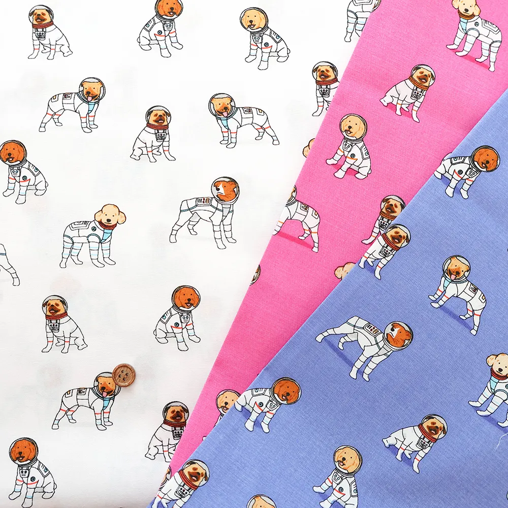 コットンブロードプリント生地 SPACE DOGS
