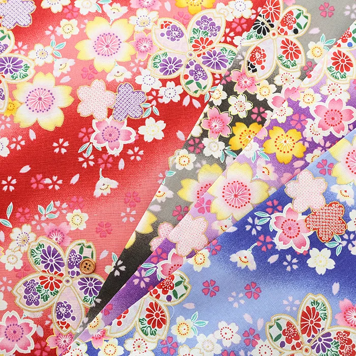 コットンスケアラメプリント生地 桜