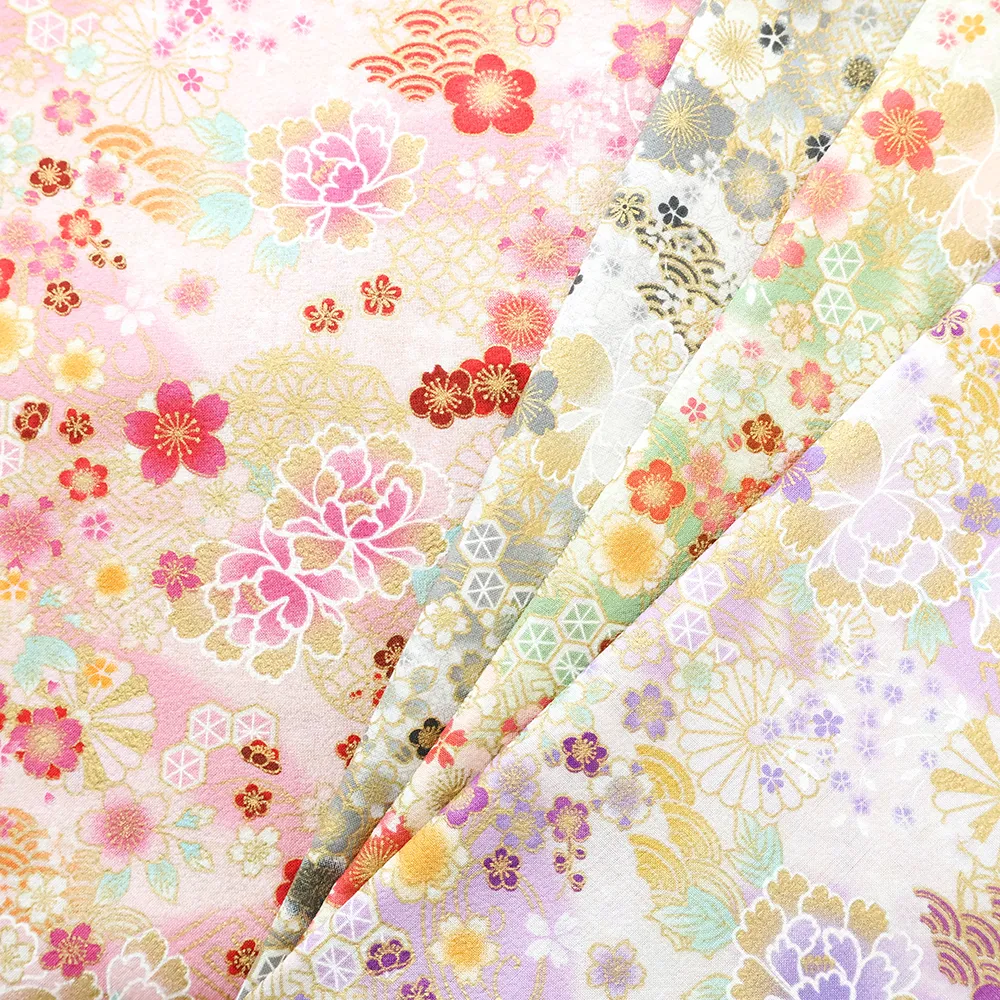コットンエンボス加工プリント生地 京彩華シリーズ 桜