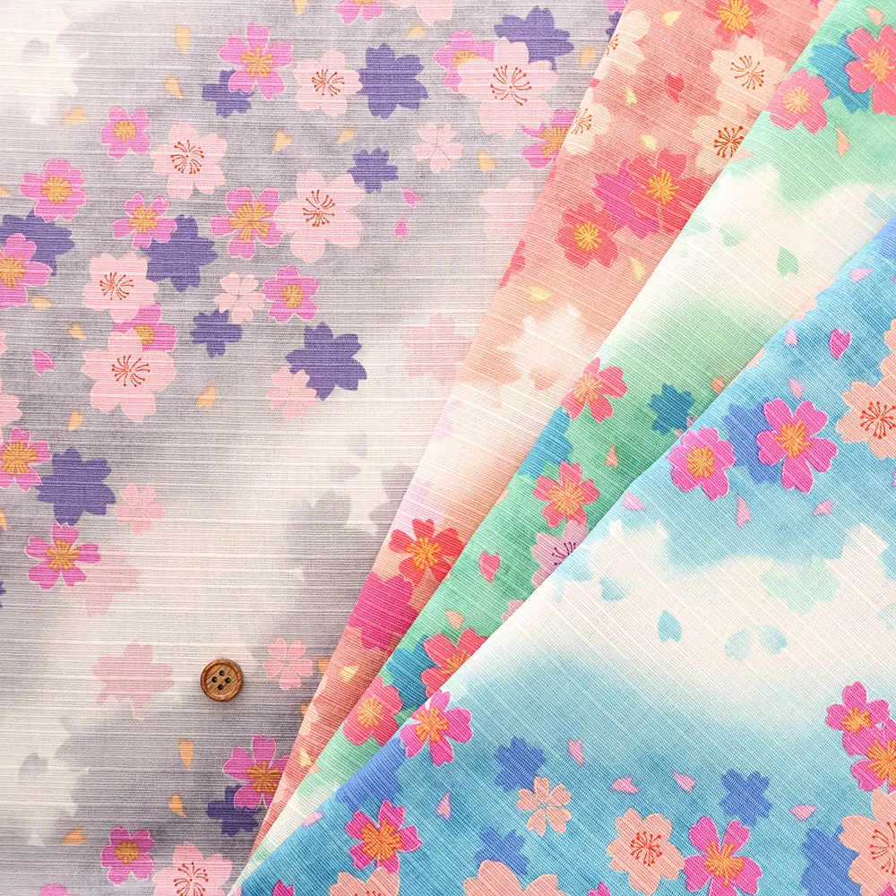 コットンシャンタンプリント生地 桜