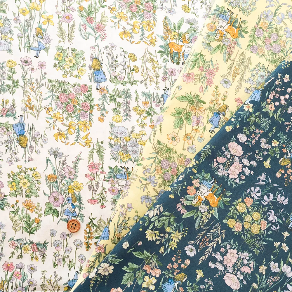 コットン60ローンプリント生地 THE MACMILLAN ALICE 「The Garden of Live Flowers」