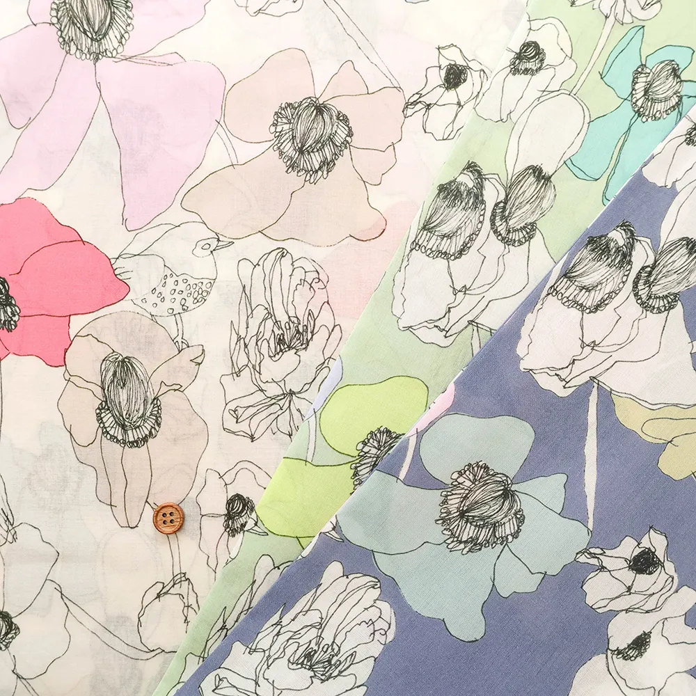 コットン60ローンインクジェットプリント生地 Shu Shiro×HOKKOH Flower Bloom