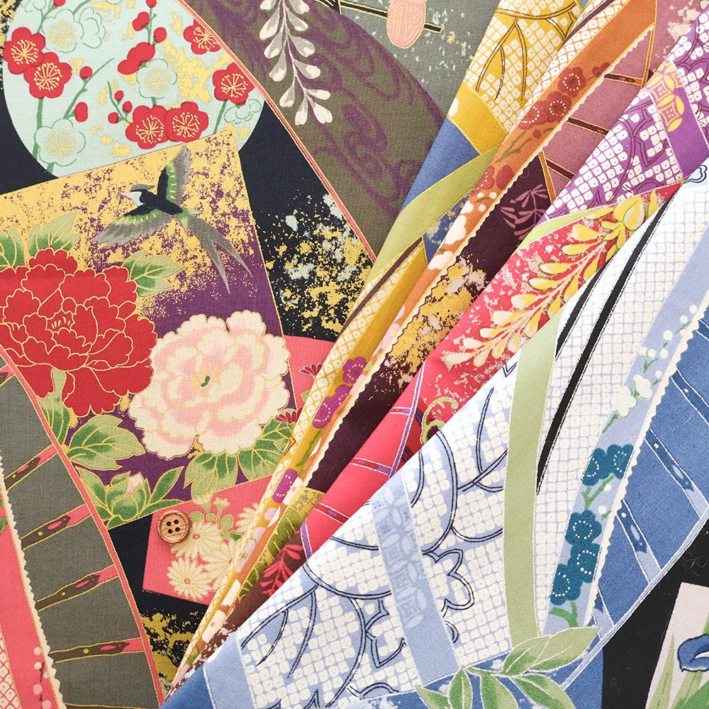 コットンシャーティングプリント生地 花舞物語 菖蒲