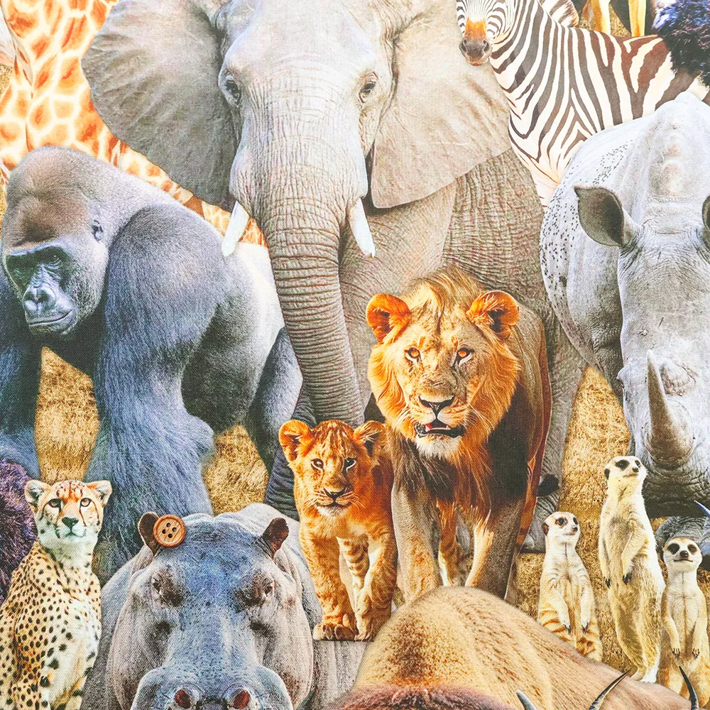 中国製 コットンシーチングインクジェットプリント生地 wild zoo