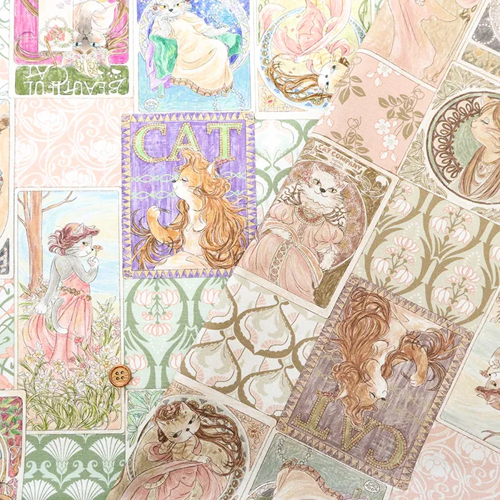 コットンシーチングインクジェットプリント生地 HOYOKA 猫の名画2