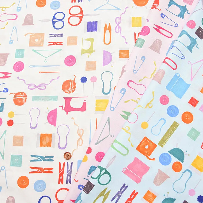 コットンシーチングインクジェットプリント Let's Sewing!! カラフルソーイングBox