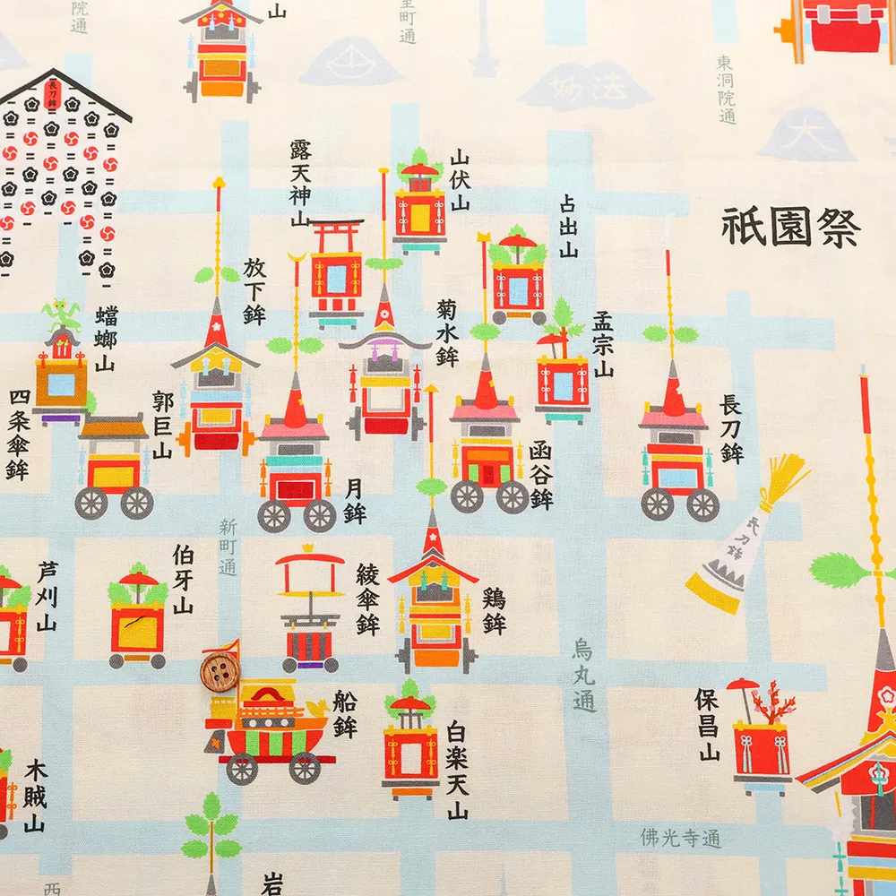 ノムラテーラーオリジナル コットンシーチングインクジェットプリント生地 「祇園祭」