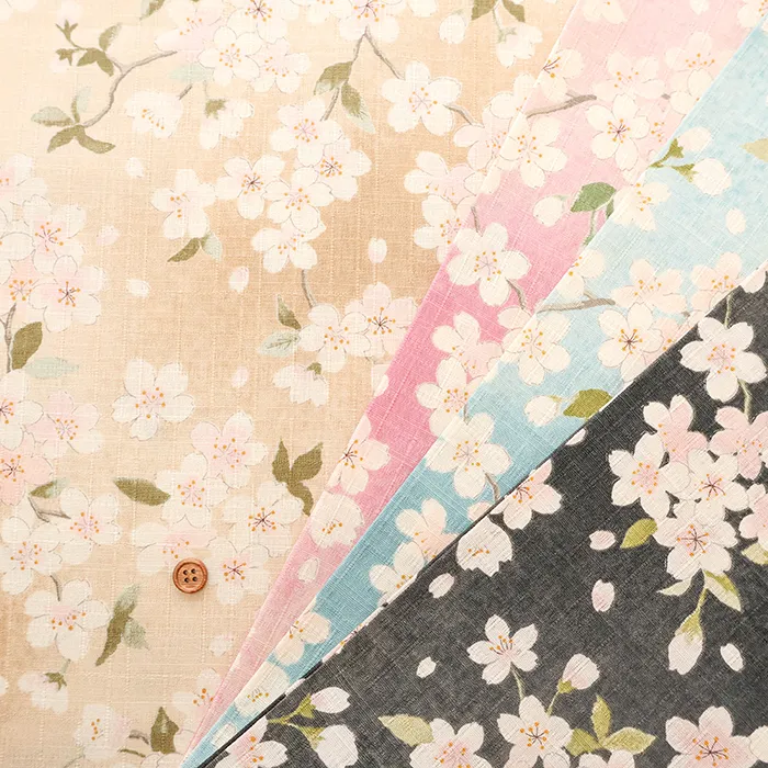 コットンサザンクロスプリント生地 桜