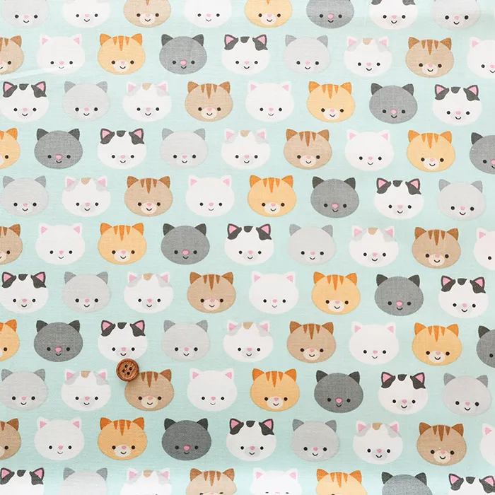 USAコットンシーチングプリント生地 ねこ