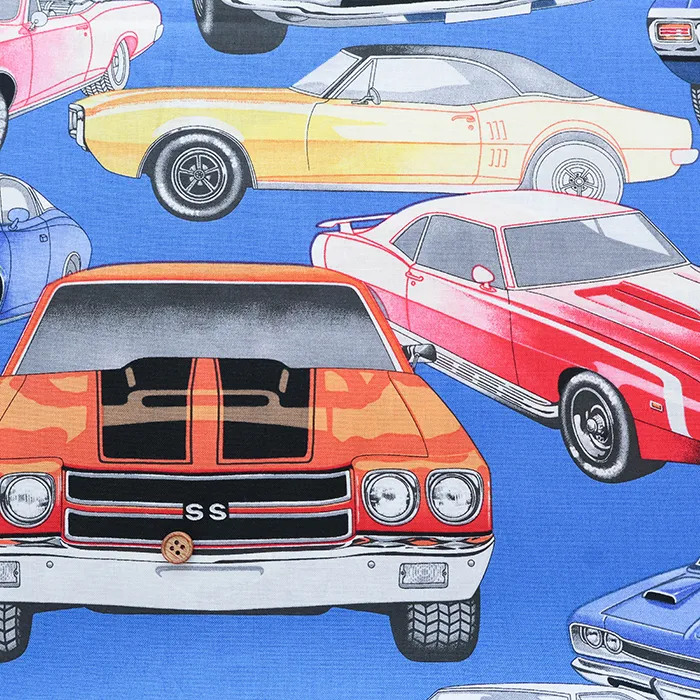 USAコットンシーチングプリント生地 クラシックカー