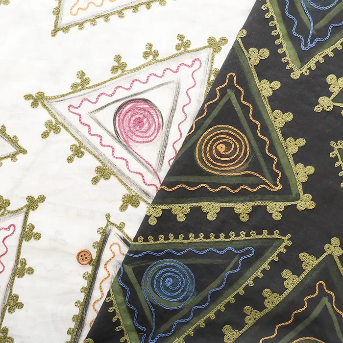 インド製 コットンMANGLAM刺繍生地 トライアングル