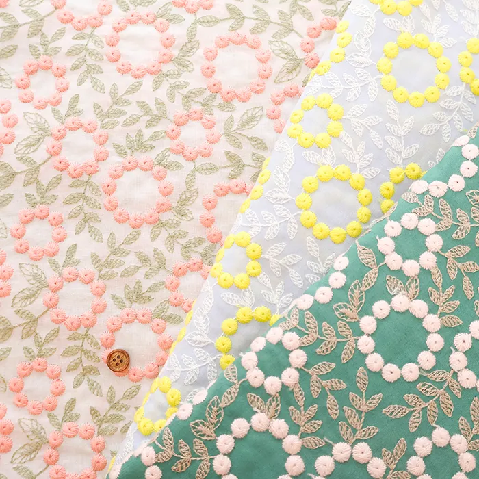 コットンローン刺繍生地 フラワー