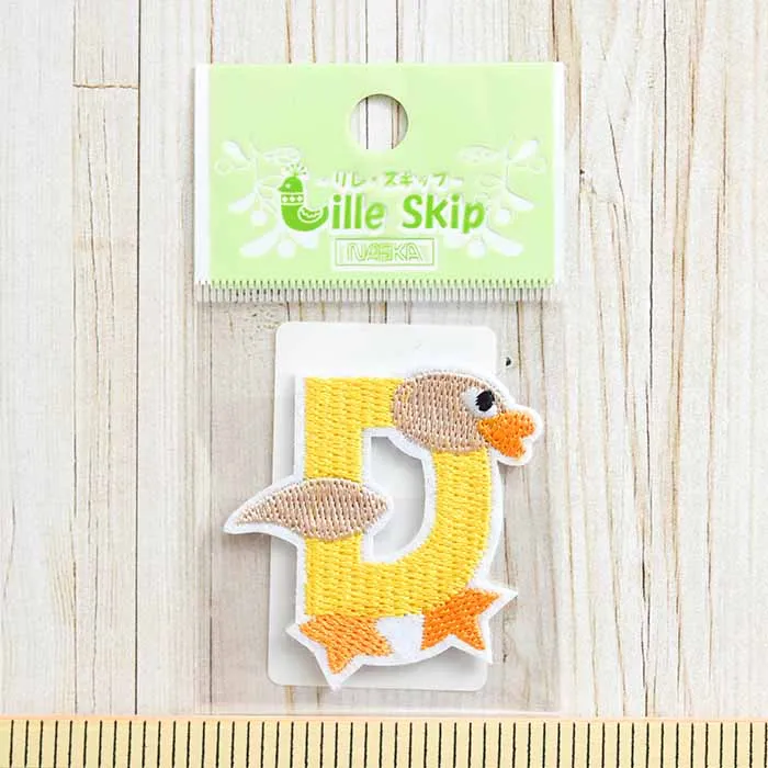 アイロン接着ワッペン 動物アルファベット Duck(あひる)