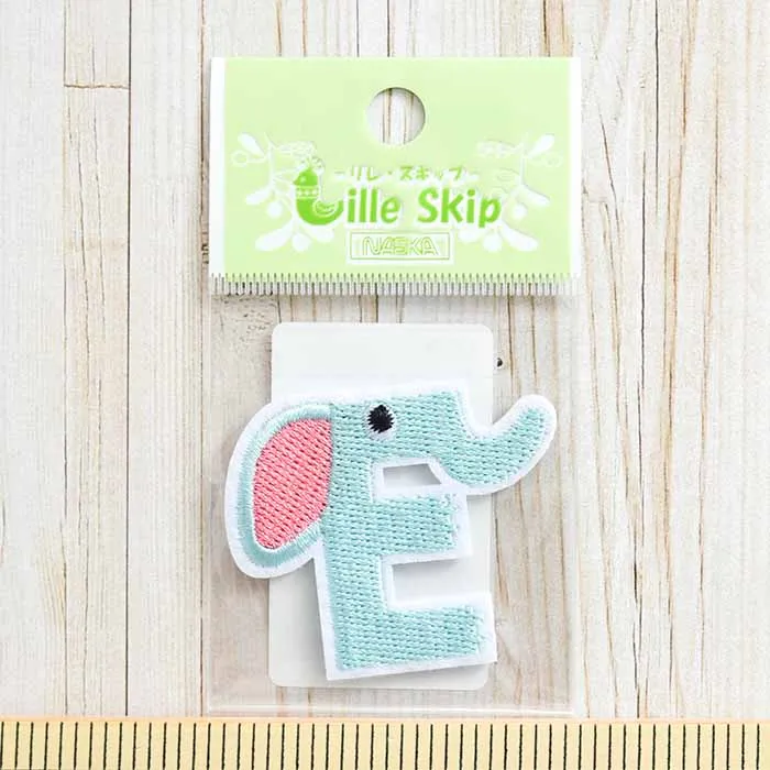アイロン接着ワッペン 動物アルファベット Elephant(ゾウ)