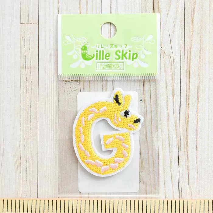 アイロン接着ワッペン 動物アルファベット Giraffe(キリン)