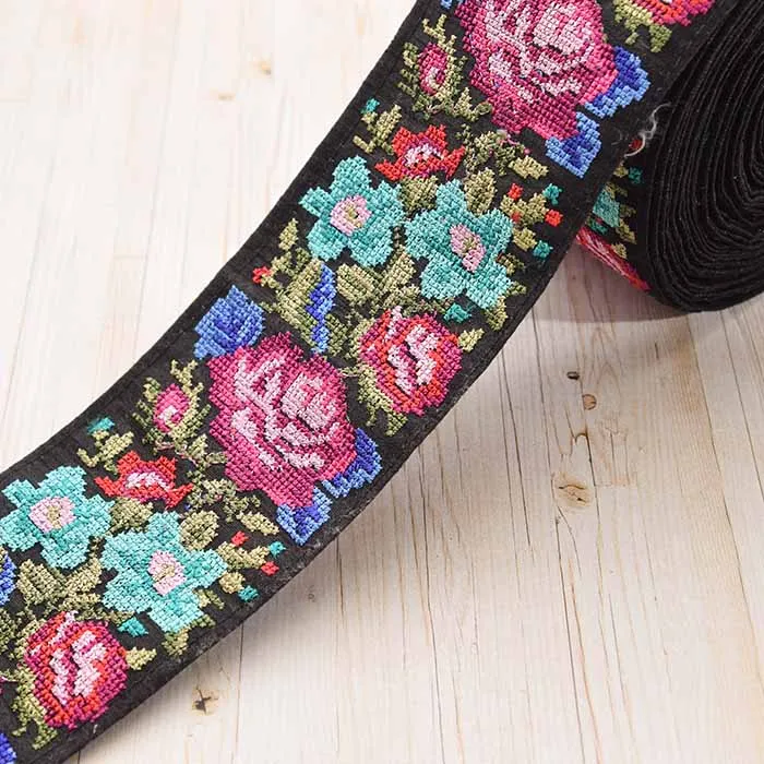 インド製 刺繍リボン 約70mm幅