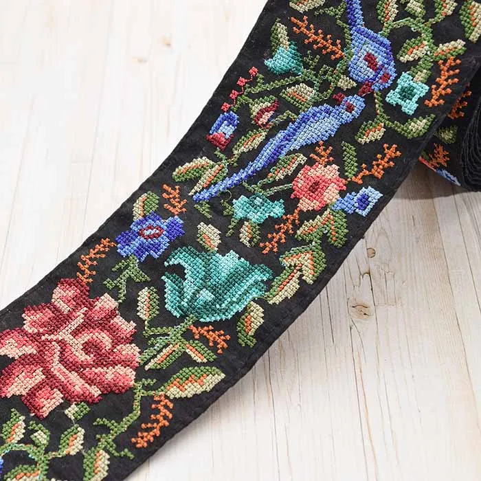 インド製 刺繍リボン 約80mm幅