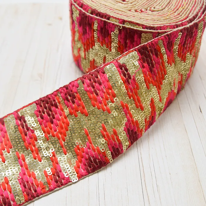 インド製 刺繍リボン 約60mm幅