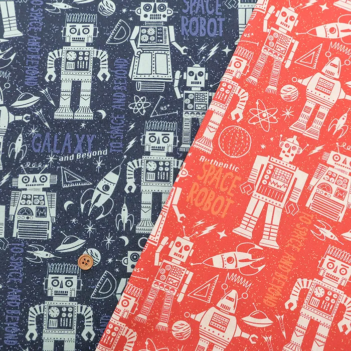 USAコットンプリント生地 moda BLAST OFF SPACE ROBOTS