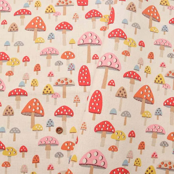 【イギリス正規輸入品 Cath Kidston】キャスキッドソン コットンライトキャンバス生地 <Mini Mushroom Multi>(ミニマッシュルーム マルチ)
