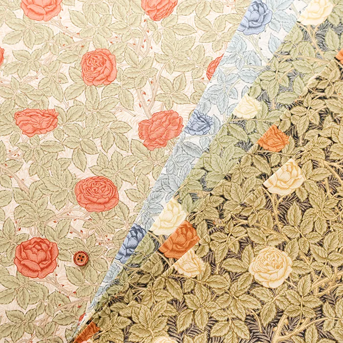 コットンブロードプリント生地 V&A William Morris Rose