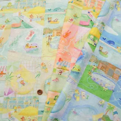 コットン60ローンデジタルプリント生地 ≪22fabric≫ 「プールグラム」【1F】